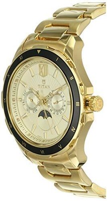 Pre-owned Titan Analog Gold Dial Men's Watch-nl1688km01