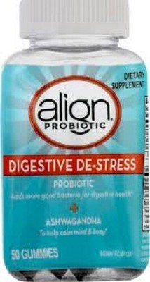 Align DIGESTIVE DE-STRESS Probiotic Ashwagandha 50 GUMMIES EXP 7/2021 or better