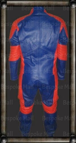Pre-owned Handmade Men's Of Steel Superman Two Piece Real Cowhide Leather Suit Safety Pads-52 In Blue