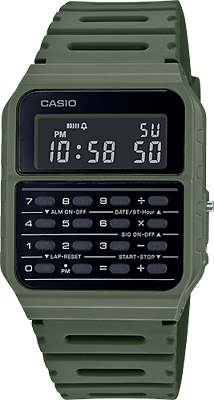 Casio CA53WF-3B, 8-значный калькулятор, часы, пластмассовый ремешок, день / дата, будильник, хронограф