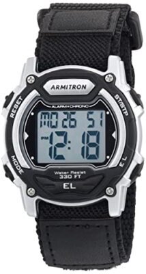 Armitron Sport Watch Unisex Waterproof Digital Chrono, Black/ Silver, Superb