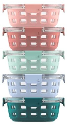 Ello Duraglass 3.4 Cup Round Meal Prep Sets 10Pc 5 Pack Set- Glass Food Stora...