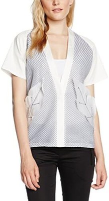 FABI Damen Cardigan Jacke Kurzarm, weiß, (IT 40) DE 34