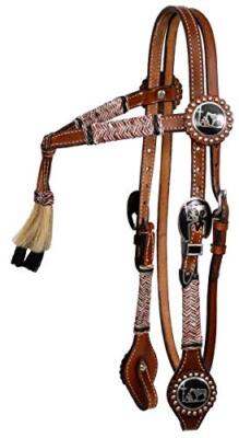 Showman Leather Futurity Knot Rawhide Braided Browband Headstall w/ Praying