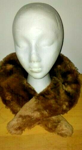 Vintage Genuine Ermine Fur Collar Light Tan Blonde&Vintage Brown Faux Fur Collar
