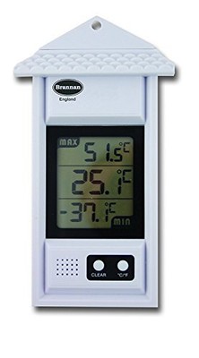 Digital Max Min Thermometer - Greenhouse Wall Garden Growroom Conservatory Indoo