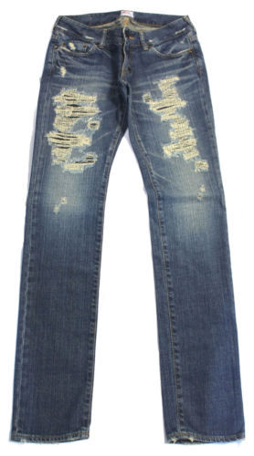 PRPS Distressed Patchwork Acid Wash Button Fly Slim Tapered