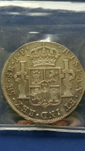 1808 LIMA JP PERU CARLOS IIII  8 Reales Silver Coin ICCS EF-40