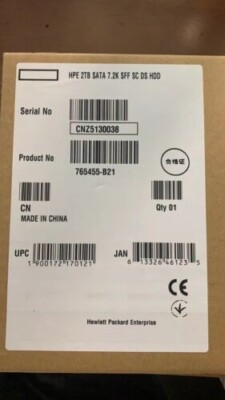 765455-B21 HP 2TB SATA 6G MIDLINE 7.2K SFF (2.5IN) SC 512E DS HDD 765869-001 US