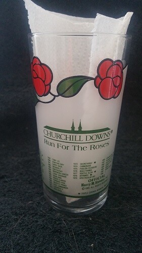 1986 Kentucky Derby Drinking Glasses...Run for the Roses...Free Shipping.