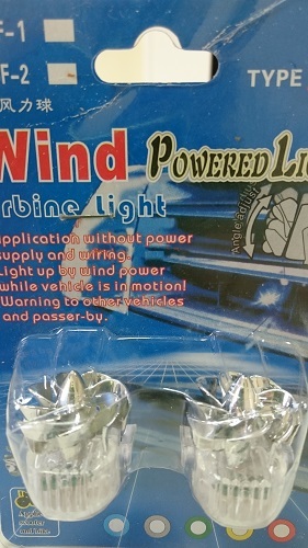 COPPIA LUCI PER MOTO ALIMENTATA A VENTO AERODINAMICA MULTICOLORE ADESIVO NUOVO