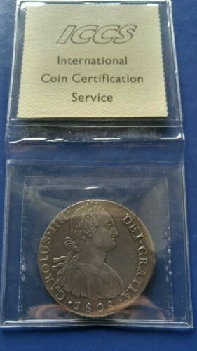 1808 LIMA JP PERU CARLOS IIII  8 Reales Silver Coin ICCS EF-40