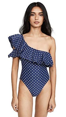 

WeWoreWhat, женский слитный купальник Stella, синий в горошек, XS, Polka dots estate blue
