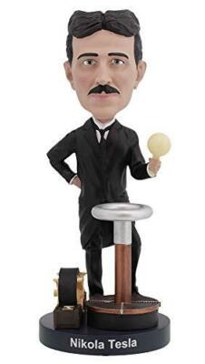 Royal Bobbles Nikola Tesla Bobblehead with a Glow-in-The-Dark Light Bulb
