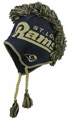 Outerstuff Молодежная вязаная шапка-бини NFL St. Louis Rams Mohawk с кисточками, темно-синий / золотой