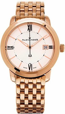 Pre-owned Alexander Heroic Macedon Silver White Dial Swiss Rose Gold Watch A111b-08