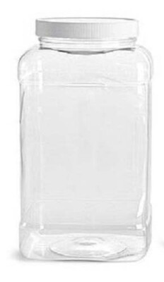 2'' Wide Mouth Clear Plastic Jar with caps Square Shaped - 32 oz (6 units)