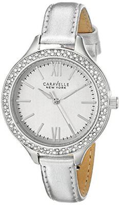 Caravelle New York by Bulova 43L167 Womens Crystal Bezel Silver Tone Watch