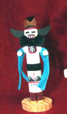 Miniature Buffalo Kachina Doll 4'' Tall Native American made Signed