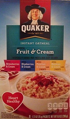 Quaker Instant Oatmeal Fruit and Cream 8-1.23 Oz Packs 2 Boxes