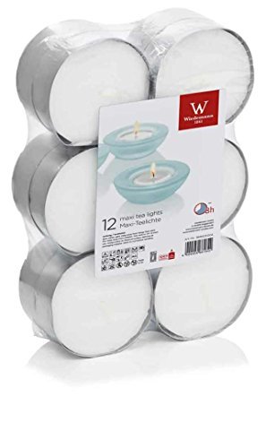 PRITOGO Teelichter Maxi XXL Kunststoffhülle, [18 Stück] Ø 5,8 * 2,2 cm, Rußfrei