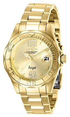 INVICTA INVICTA WOMEN'S 28680 ANGEL QUARTZ 3 HAND GOLD DIAL WATCH