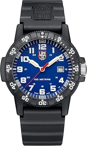 Pre-owned Luminox Men's Watch Blue Dial Round Quartz Black Silicone Rubber Strap 0323