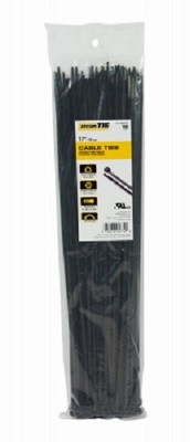 ECM, 100 Pack, 17'', UV Black, Standard Duty, Cable Tie, 50 LB 