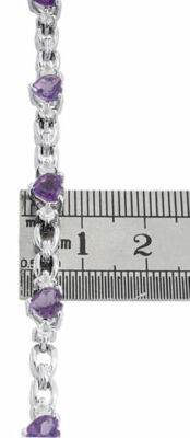 Pre-owned Jfl Diamonds & Timepieces Created Amethyst And White Sapphire Bracelet 925 Sterling Silver Design 5.49 Tcw In White ; Purple