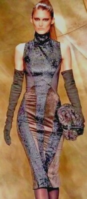 Cocktail,Sleeveless High Neck Dress by  Donna Karan SZ 8,Artisan Collage
