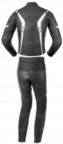 Pre-owned Handmade Mens Motorcycle Black Racing Cowhide Leather Two Piece Suit Safety Pads=1118