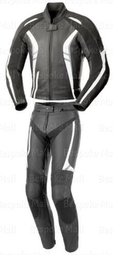 Pre-owned Handmade Mens Motorcycle Black Racing Cowhide Leather Two Piece Suit Safety Pads=1118