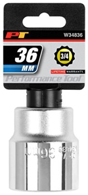 Performance Tool W34836 3/4'' Drive 12-Point Standard Socket 36mm