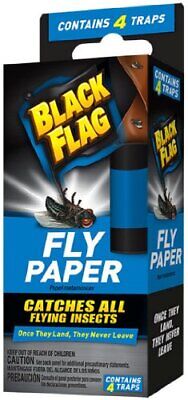 6 Pack - Black Flag Fly Paper, Catches All flying Insects - Contains 4 Traps
