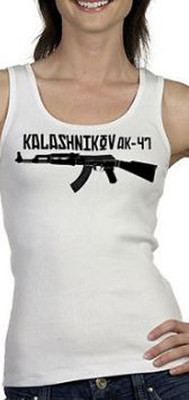 Kalashnikov AK-47 White Tank Top S - 2XL Sexy Rebel Punk Soviet Russia Gun Metal