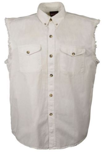 Hot Leathers GMT3459 Mens Assassin Rider White Sleeveless Shooter