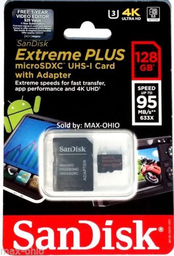 2 New 2 Packs SanDisk Extreme Plus MicroSDXC UHS-I Cards 128