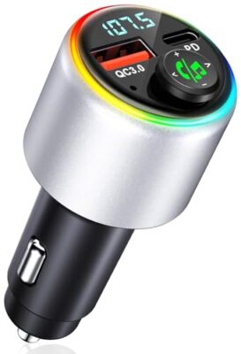 Bluetooth 5.3 FM Transmitter for car -C PD 30W & QC3.0 18W USB Car Charger Ci...