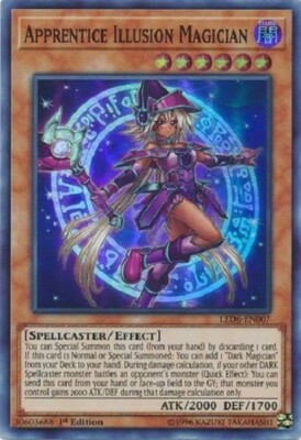 *** APPRENTICE ILLUSION MAGICIAN *** SUPER RARE 1ST EDITION LED6-EN007 YUGIOH!