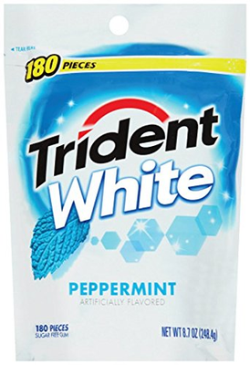 Trident White Sugar Free Gum Peppermint 180 Count