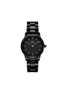 Pre-owned Daniel Wellington Iconic Link Ceramic Analog Black Dial Women's Watch-dw00100415