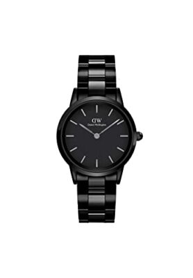 Pre-owned Daniel Wellington Iconic Link Ceramic Analog Black Dial Women's Watch-dw00100415