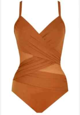 Womens Swimsuit Miraclesuit Mystique One Piece Swimsuit Scotch Brown Sz 12 NWT