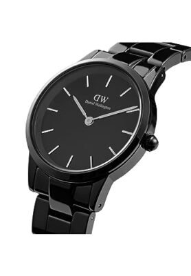 Pre-owned Daniel Wellington Iconic Link Ceramic Analog Black Dial Women's Watch-dw00100415