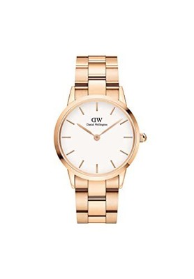 Pre-owned Daniel Wellington Iconic Link 36mm Rose Gold White 381