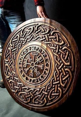 Viking Shield 24'''' Medieval Wooden Round Battle Ready Halloween Cosplay Shiled