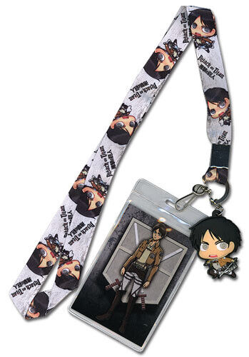 Attack on Titan: SD Eren Lanyard ID Holder with Charm #37614 * NEW SEALED *