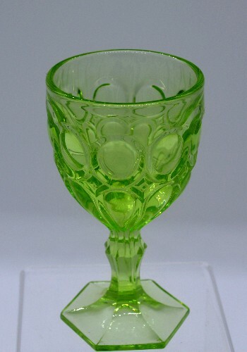 Wine Glass Late 19th Century Ornate Regal Pattern Green Glass