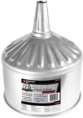 Performance Tool W54272 Steel Galvanized Funnel   8 Quart Capacity