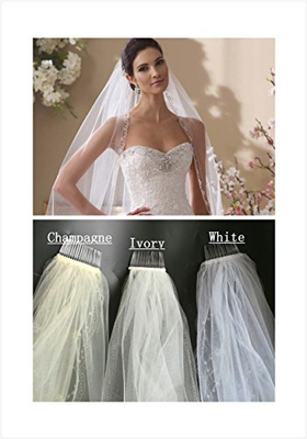 Passat Champagne 1 Tier 2M Floral Beaded Scallop Edge Cathedral Bridal Veil with